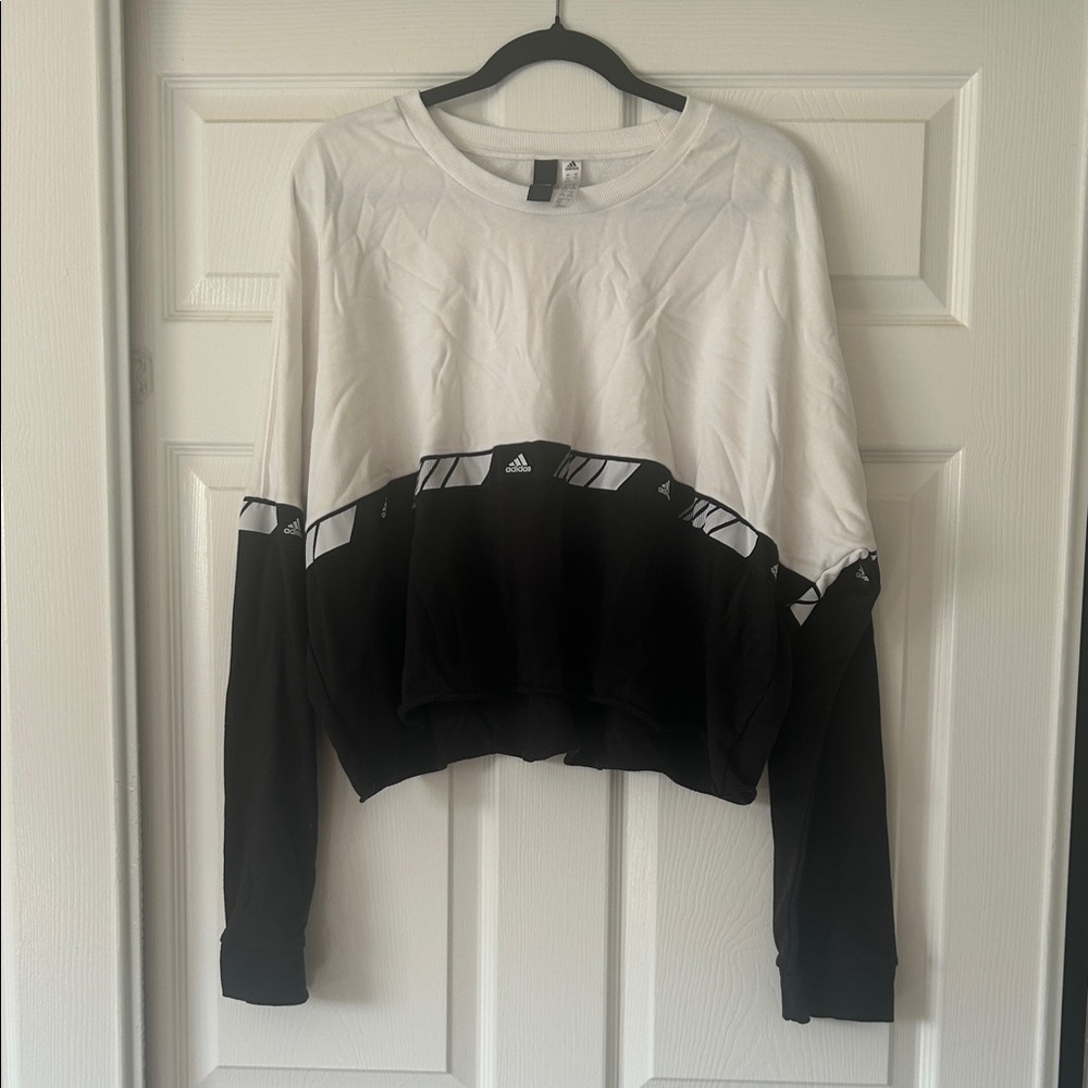 Adidas Women's Black and White Sweatshirt